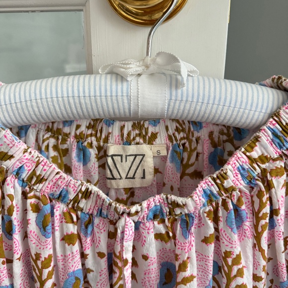 SZ BLOCKPRINTS Tracy Cotton Top - Camel Essa Size S - Picture 3 of 8